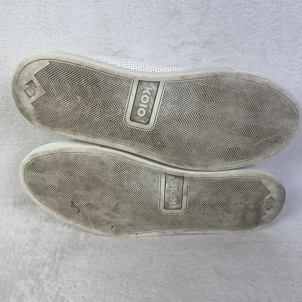 Koio‎ Shoes Mens 14 White Leather Perforated Lace Up Sneakers Made In Italy